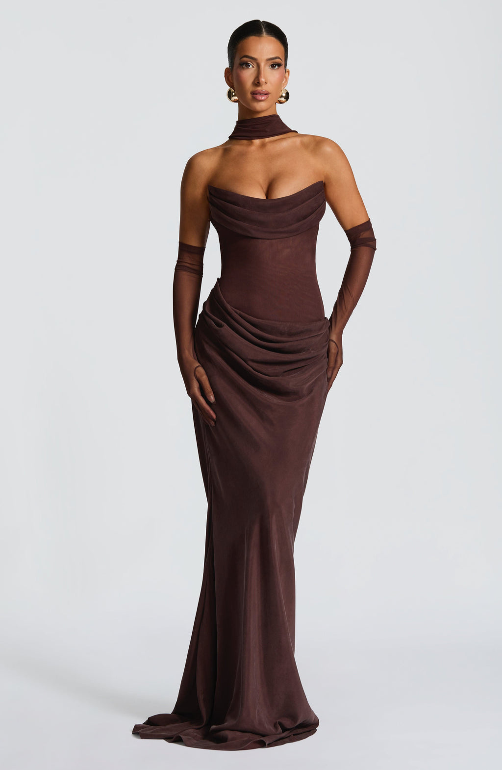 VESTIDO COMPRIDO DRAPEADO COSTAS CORSELETE