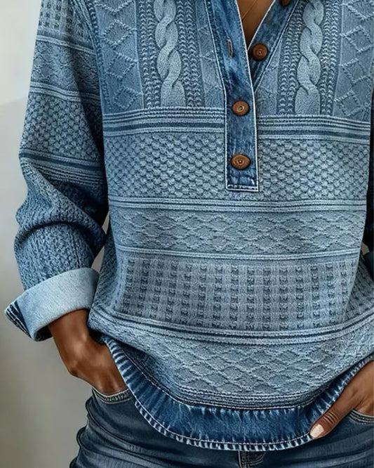 Sofia - Pull Descontraído de Denim