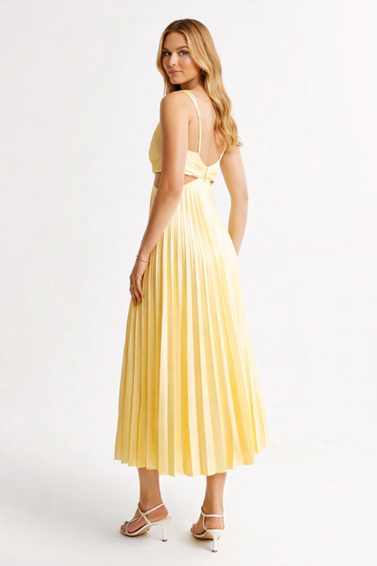 VESTIDO MIDI PLISSADO COM DECOTE CRUZADO