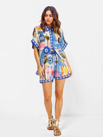 CONJUNTO CAMISEIRO ESTAMPADO MEDITERRÂNICO