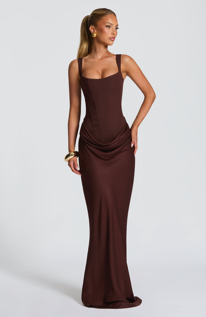 VESTIDO LONGO ESPARTILHO DRAPEADO