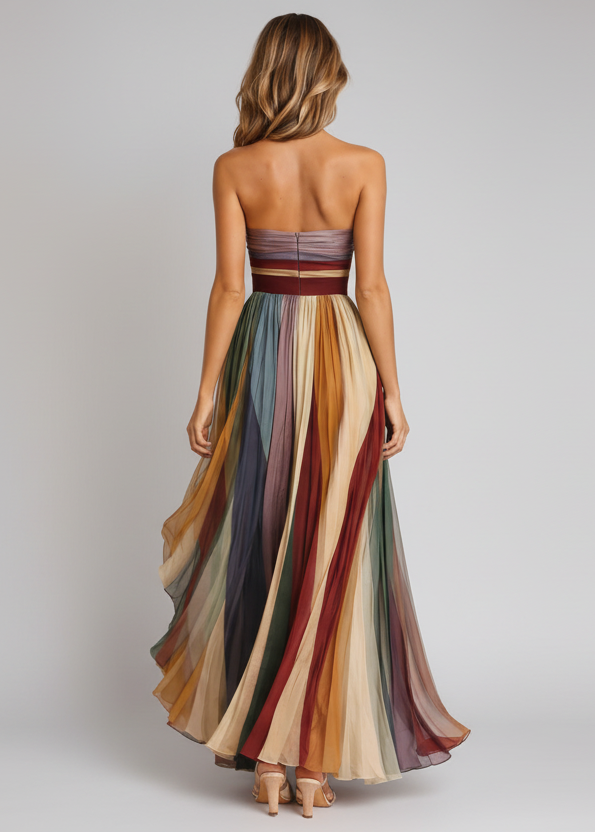 HERA I VESTIDO LONGO PLISSADO MULTICOLOR