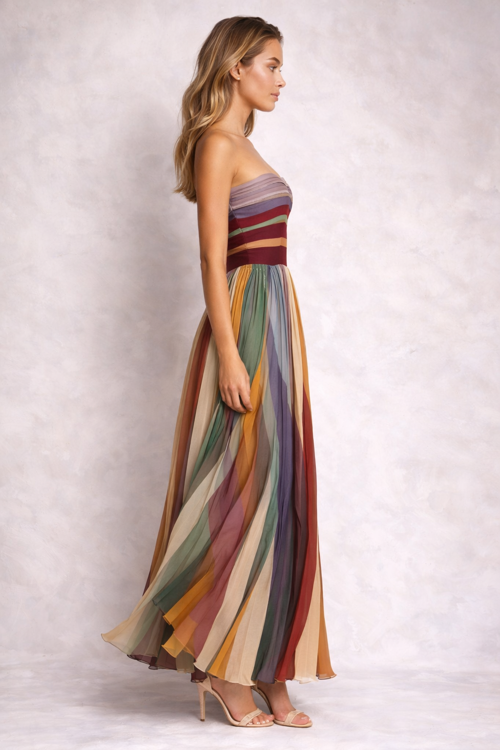 HERA I VESTIDO LONGO PLISSADO MULTICOLOR
