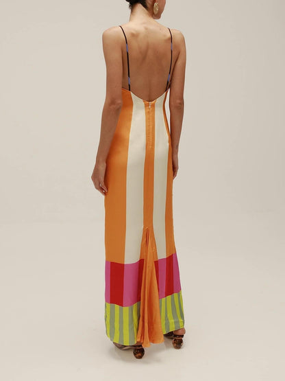 VESTIDO ÀS RISCAS GEOMÉTRICAS MULTICOR