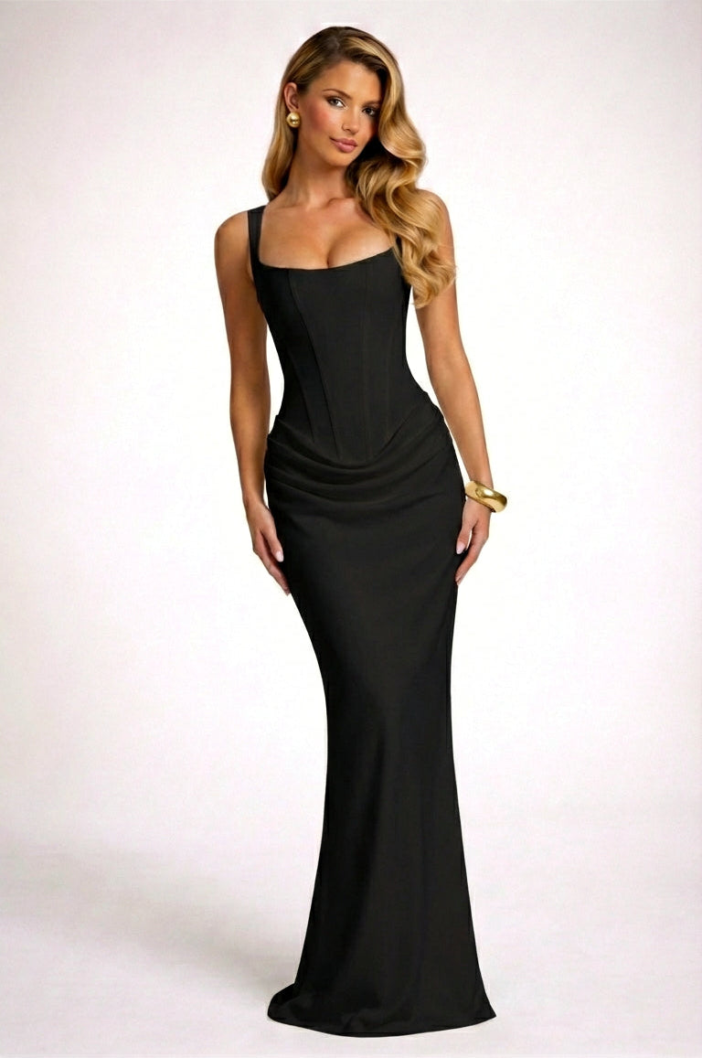 VESTIDO MAXI ESPARTILHO AJUSTADO