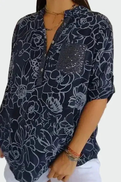 Johanne | Blusa de flores azuis