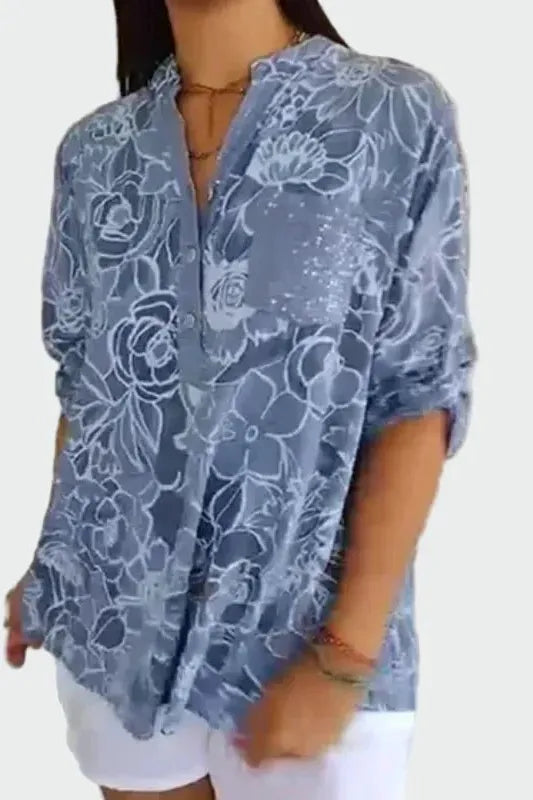 Johanne | Blusa de flores azuis
