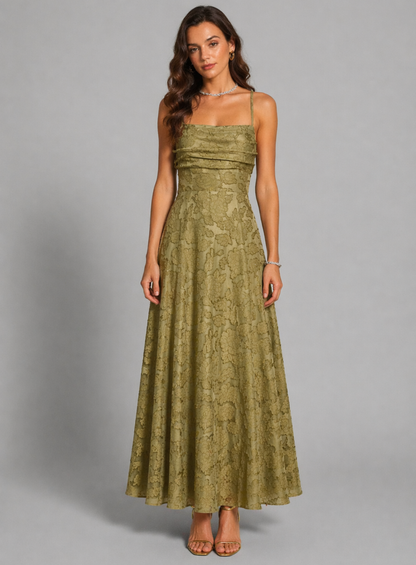 MARIELA - VESTIDO LARGO LISO DE JACQUARD