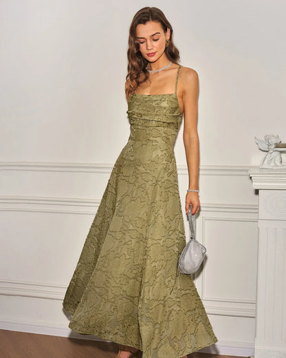 MARIELA - VESTIDO LARGO LISO DE JACQUARD