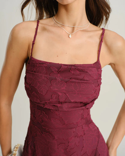 MARIELA - VESTIDO LARGO LISO DE JACQUARD