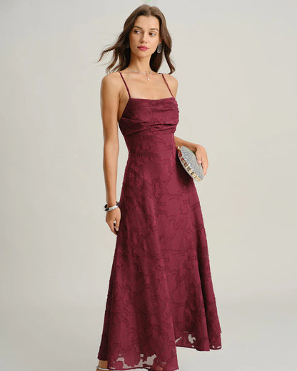 MARIELA - VESTIDO LARGO LISO DE JACQUARD