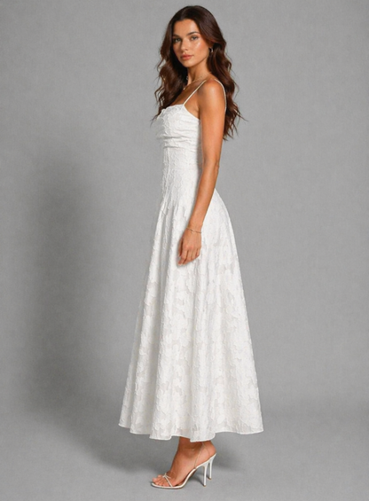 MARIELA - VESTIDO LARGO LISO DE JACQUARD