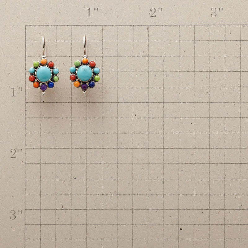 Brincos em argola turquesa chiques multicoloridos