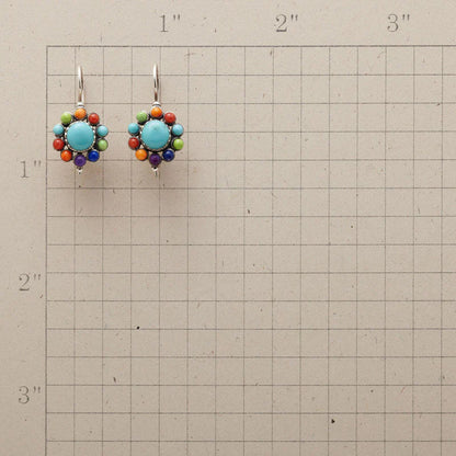Brincos em argola turquesa chiques multicoloridos