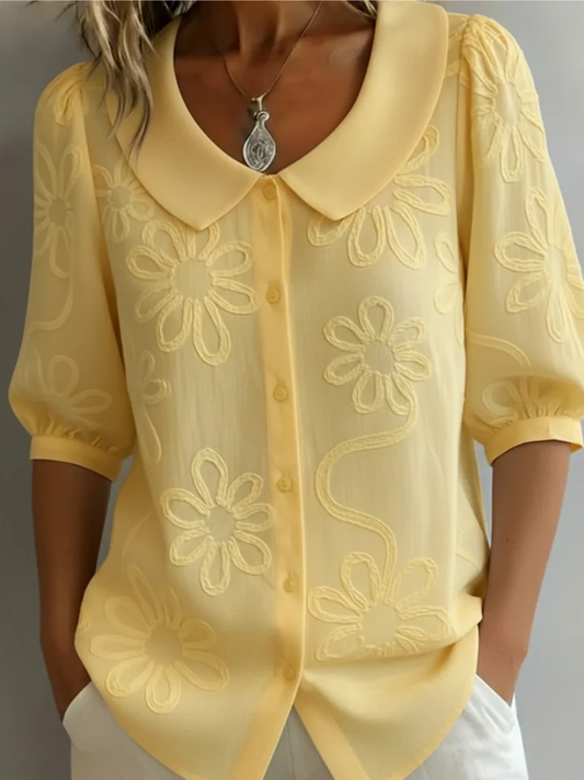 Sara – Blusa com Flores Bordadas