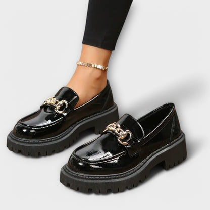 Sapatos Femininos Plateau Loafer com Estilo de Bruxa