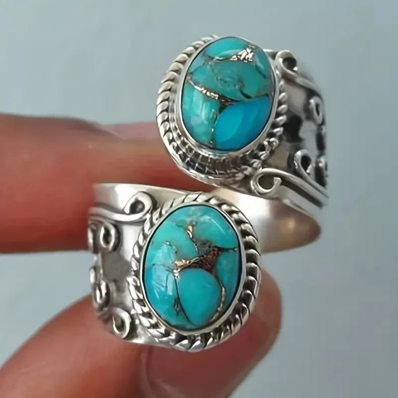 Anel Banda em Turquesa Vintage Elegante