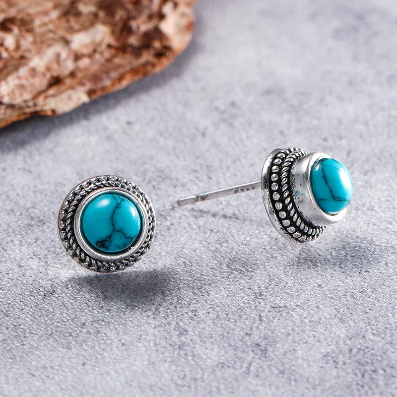 Brincos de pino em imitação de turquesa vintage boémio