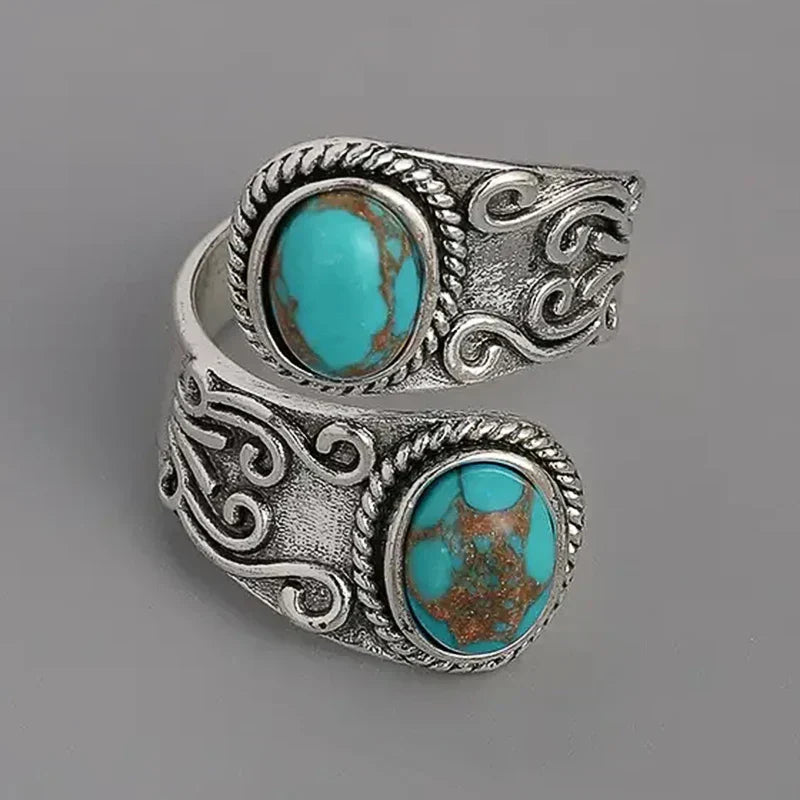 Anel Banda em Turquesa Vintage Elegante