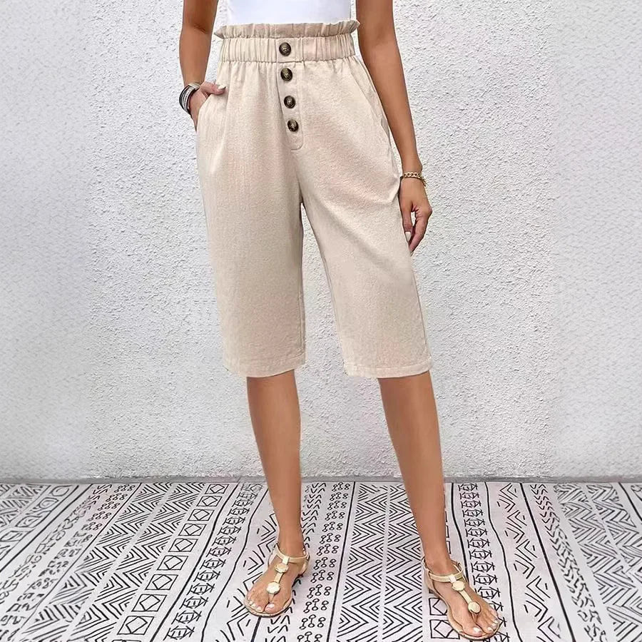 Éloane - Bermuda Botão de Linho-Cotton