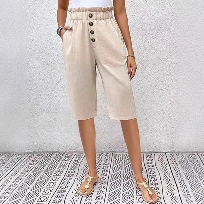 Éloane - Bermuda Botão de Linho-Cotton