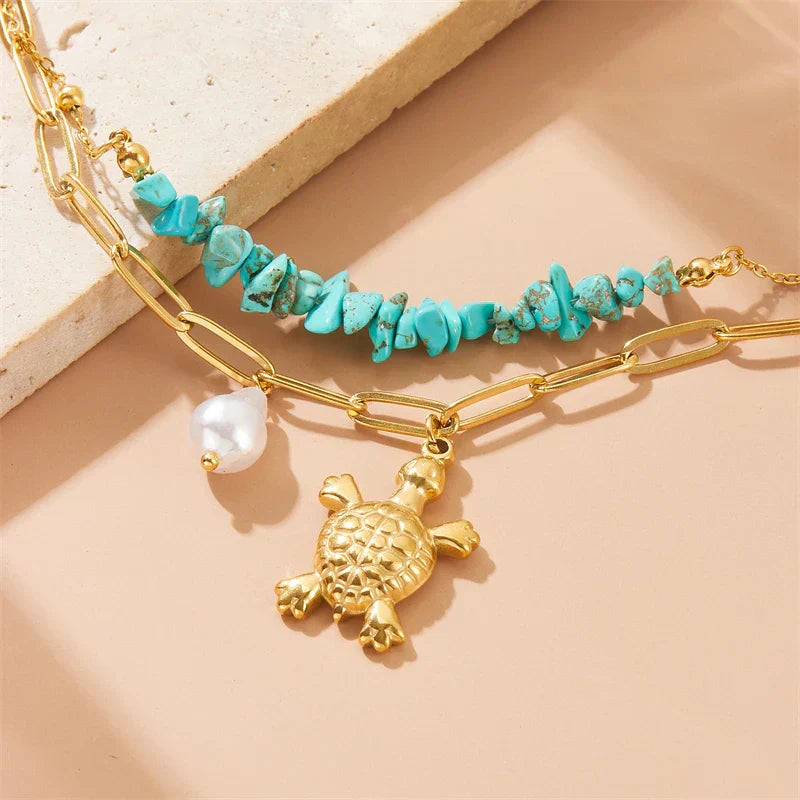 Pulseira Exclusiva em Turquesa com Tartaruga