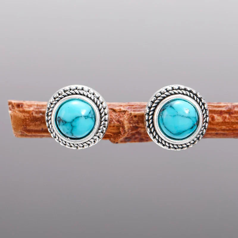 Brincos de pino em imitação de turquesa vintage boémio