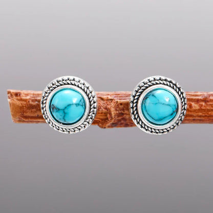 Brincos de pino em imitação de turquesa vintage boémio