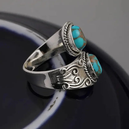Anel Banda em Turquesa Vintage Elegante