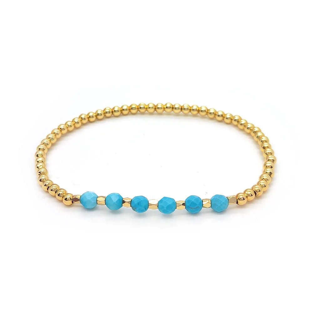 Pulseira com Charme em Cruz de Pérolas Turquesas Vintage