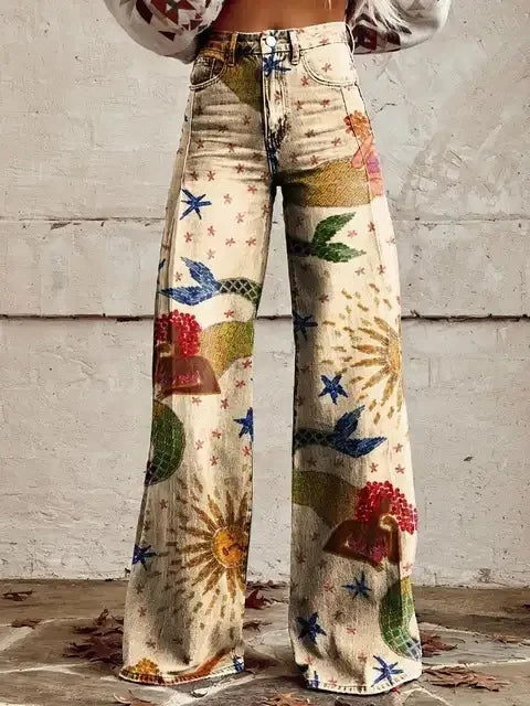 Azly - Calças florais descontraídas e elegantes