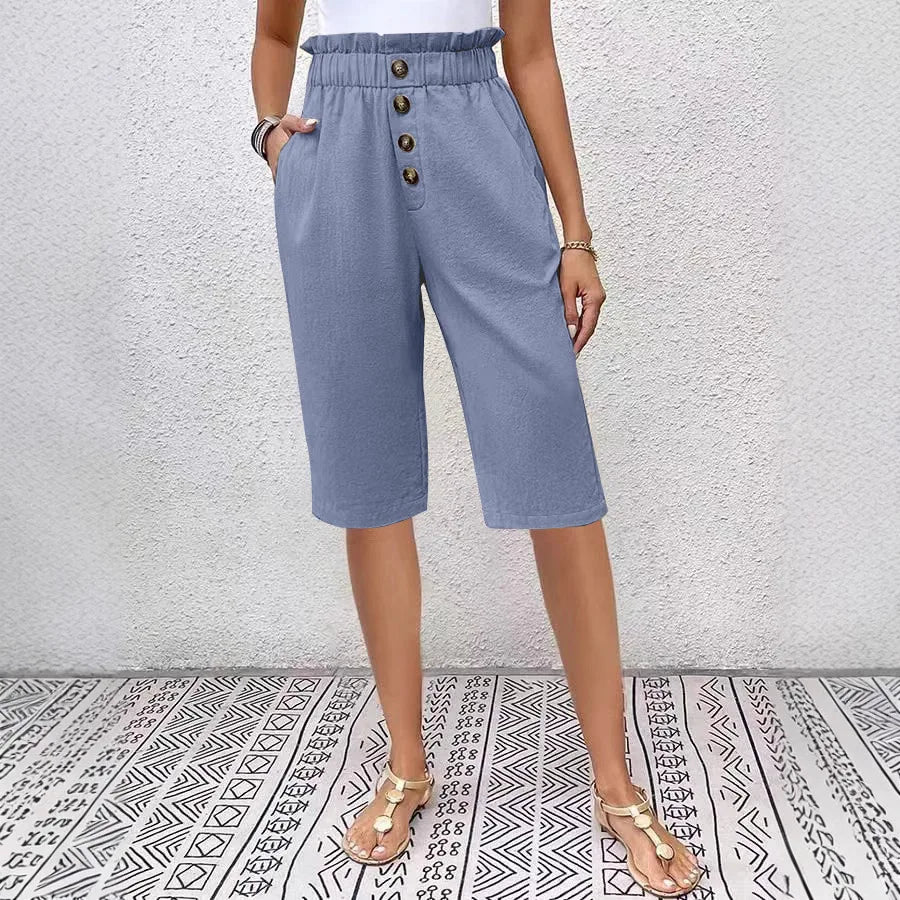 Éloane - Bermuda Botão de Linho-Cotton