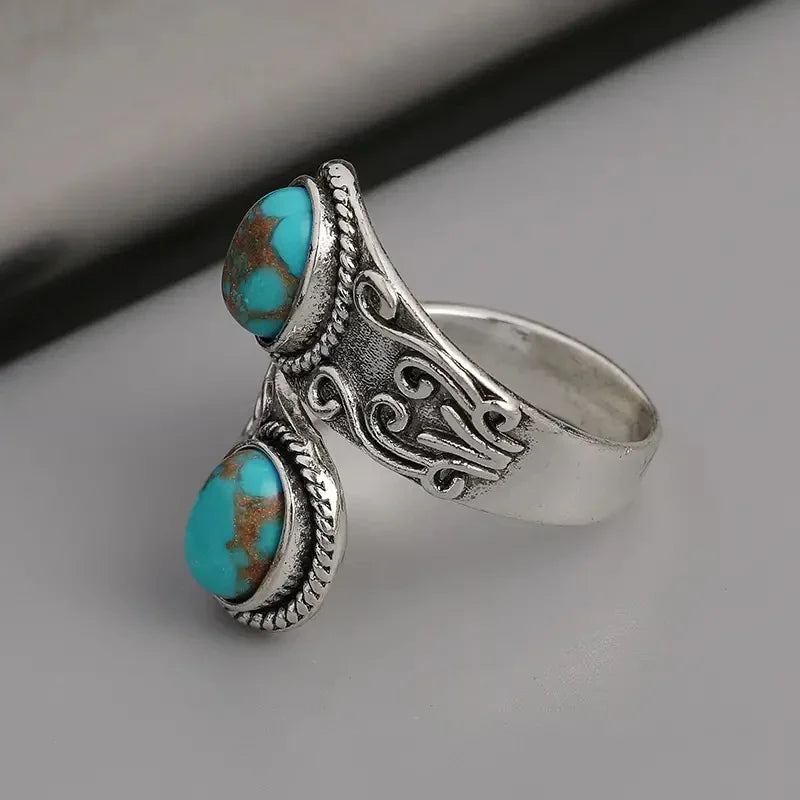 Anel Banda em Turquesa Vintage Elegante