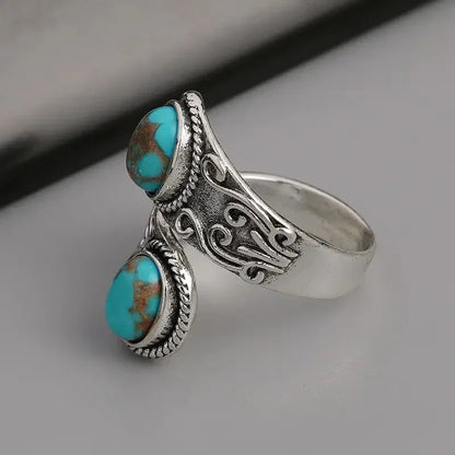 Anel Banda em Turquesa Vintage Elegante