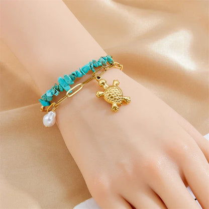 Pulseira Exclusiva em Turquesa com Tartaruga
