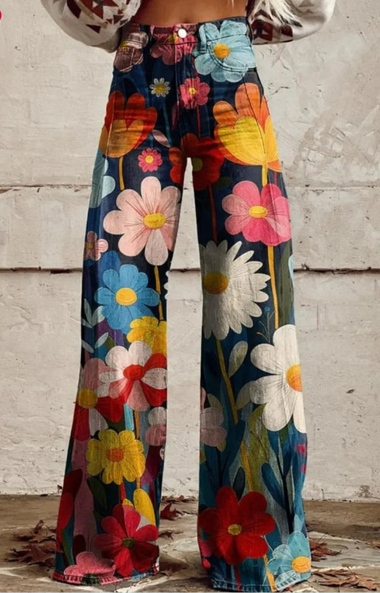 Azly - Calças florais descontraídas e elegantes