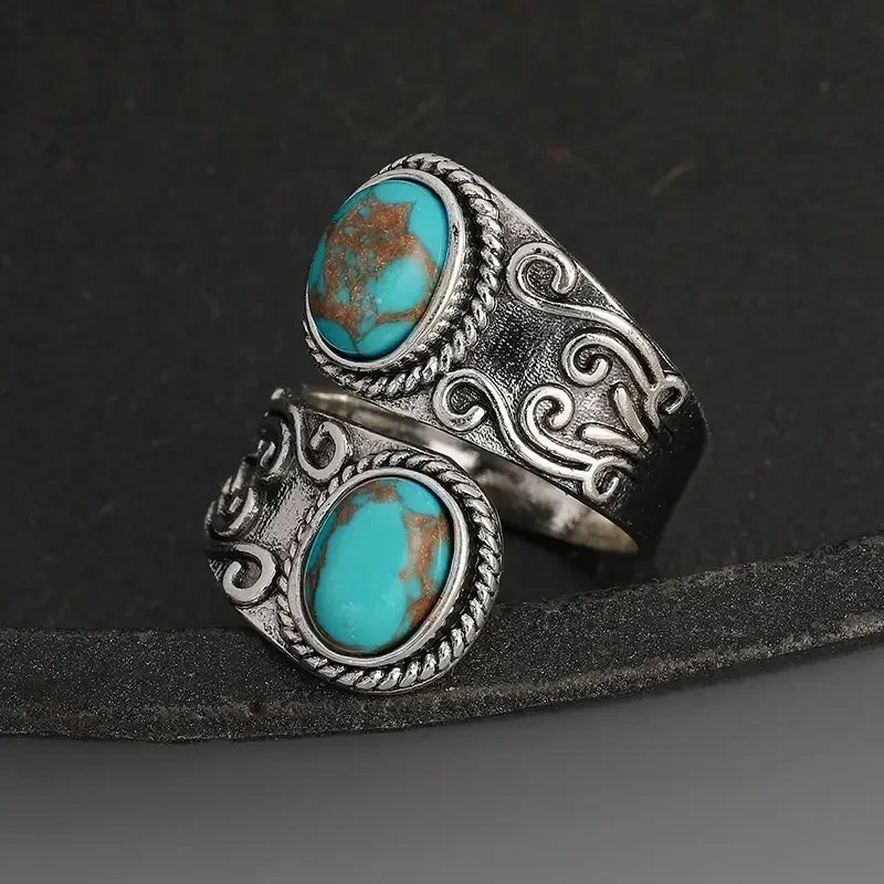 Anel Banda em Turquesa Vintage Elegante