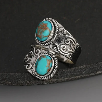Anel Banda em Turquesa Vintage Elegante