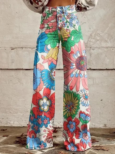 Azly - Calças florais descontraídas e elegantes