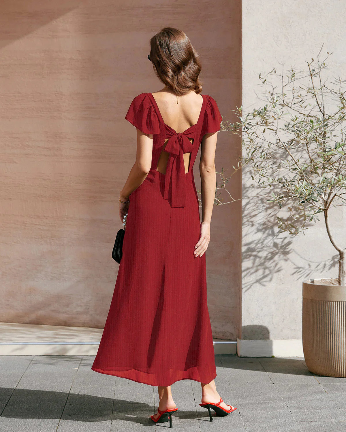 LOU - VESTIDO LARGO DE JACQUARD CON CUELLO CORAZÓN