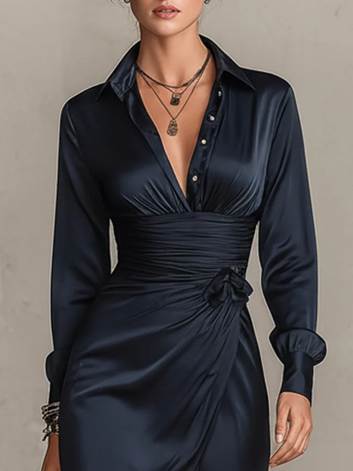 Marielle™ | Vestido mini satinado com detalhe de laço