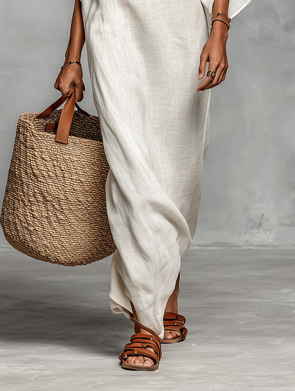 Aveline™ | Vestido maxi de ombros descobertos com mangas morcego