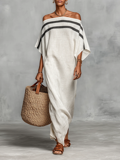 Aveline™ | Vestido maxi de ombros descobertos com mangas morcego
