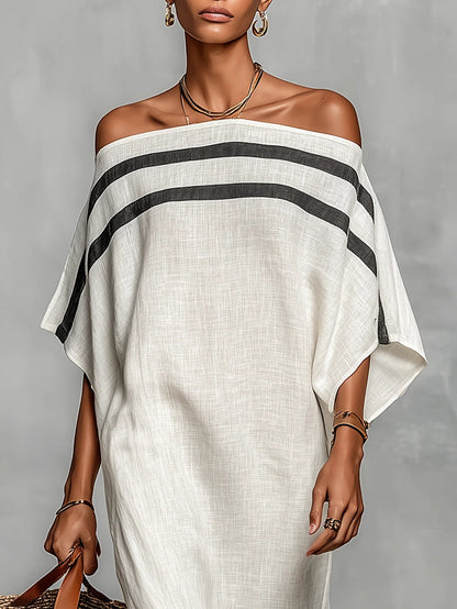 Aveline™ | Vestido maxi de ombros descobertos com mangas morcego