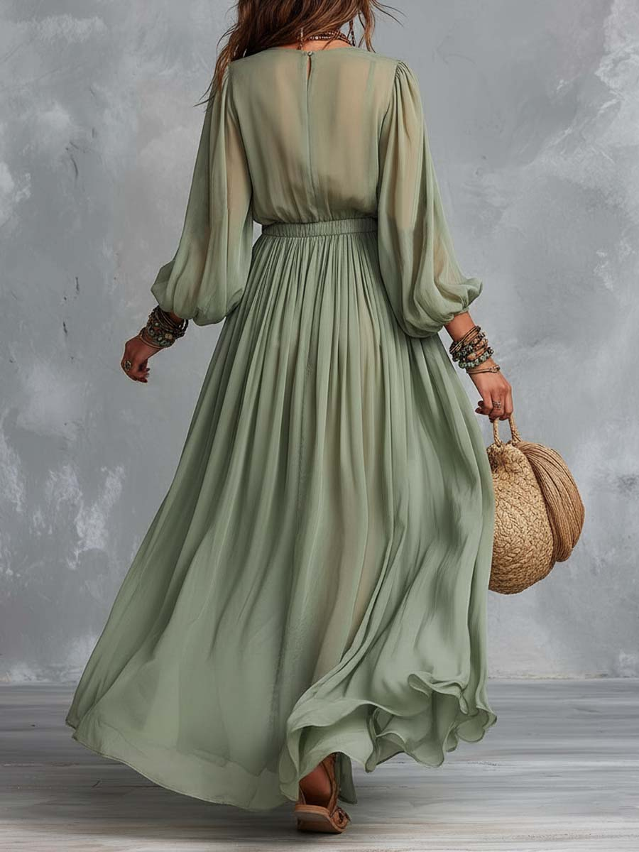 Élodine™ | Vestido Maxi Boémio com Estampado Floral