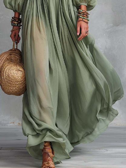Élodine™ | Vestido Maxi Boémio com Estampado Floral
