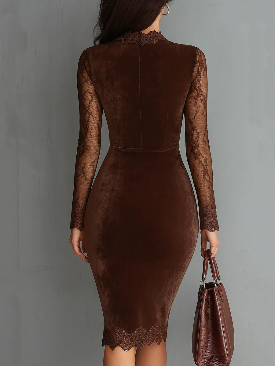 Aurélia™ | Minivestido de veludo com mangas de renda