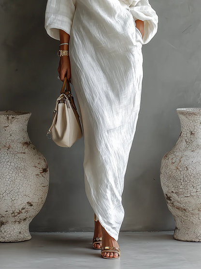 Elise™ | Elegante vestido maxi de um só ombro em branco