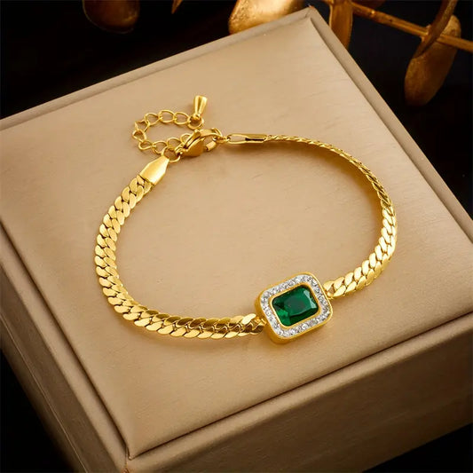 Bracelete Joana Verdejante com Esmeralda