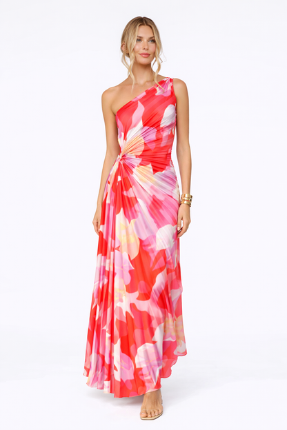 VESTIDO MAXI ASSIMÉTRICO ESTAMPADO